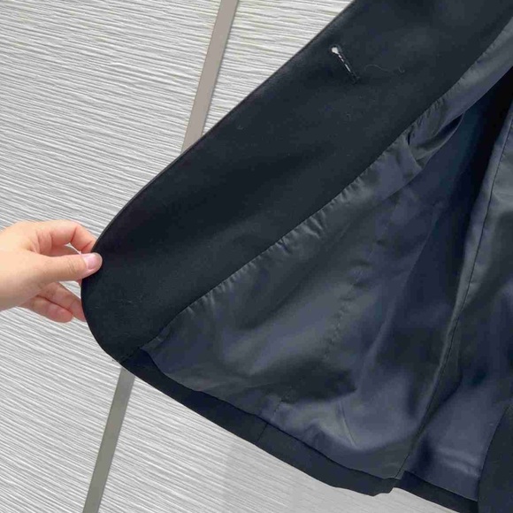 Miu Miu Black Blazer with Brown Plaid Cuffs - Picture 6 of 8